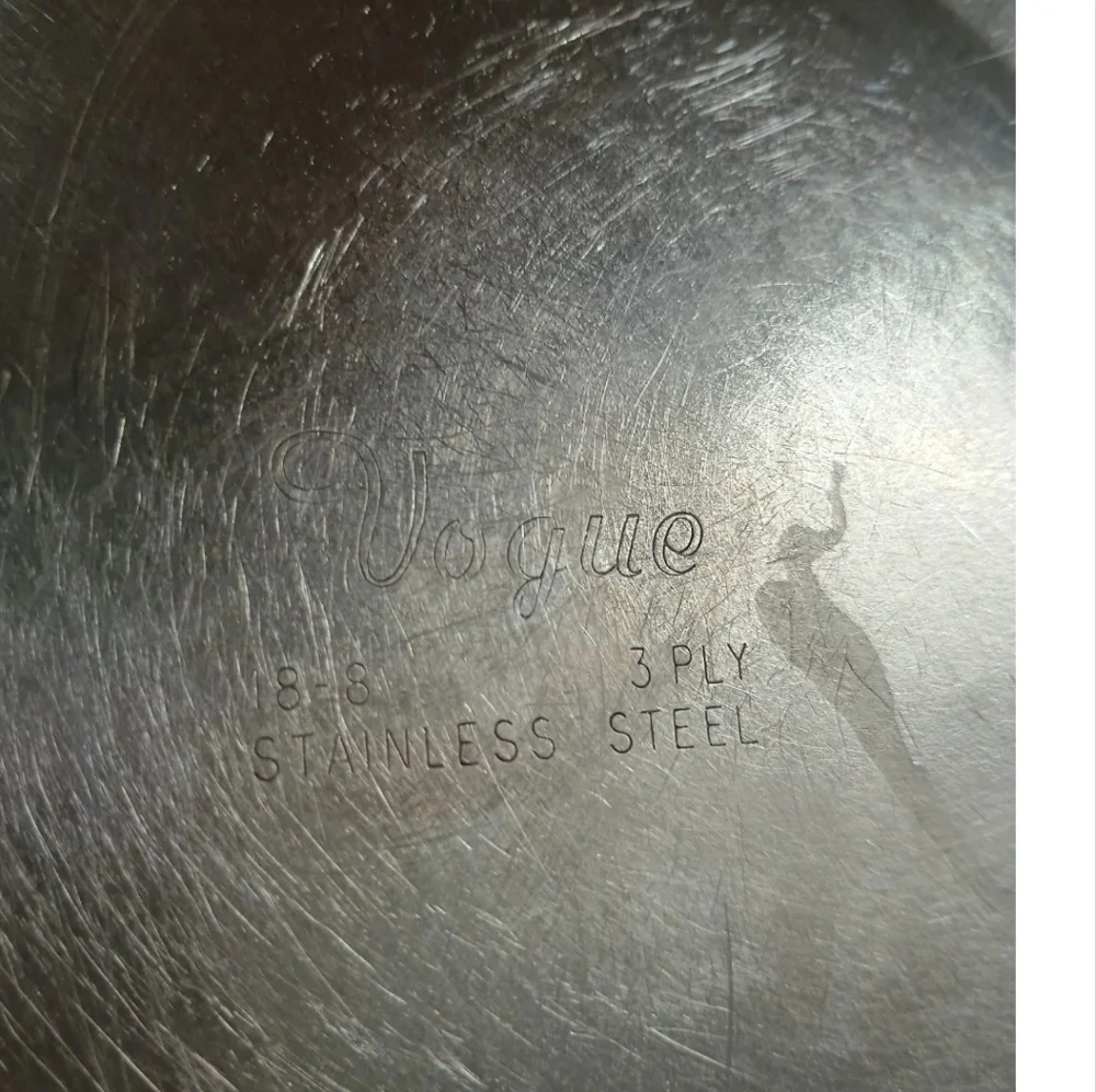 Vintage Vogue Stainless Steel 3 Ply 18-8 Frying Skillet Pan 10 Inch